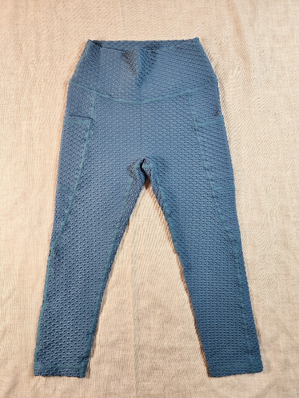 Constantly Varied Gear High Waisted Textured Web Leggings Teal Blue XS Squat CVG